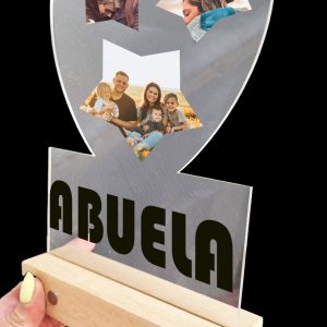 Portafotos de metacrilato + base de madera con luz Abuela