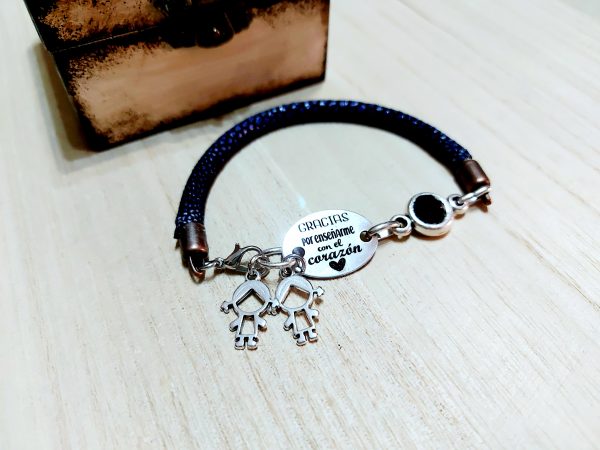 Pulsera cordón pez chapa ovalada. - Imagen 2