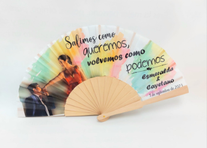 abanico foto boda colores