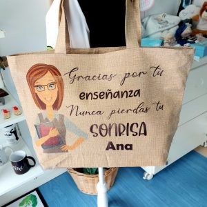 Bolso lino con neceser. Nunca pierdas la sonrisa