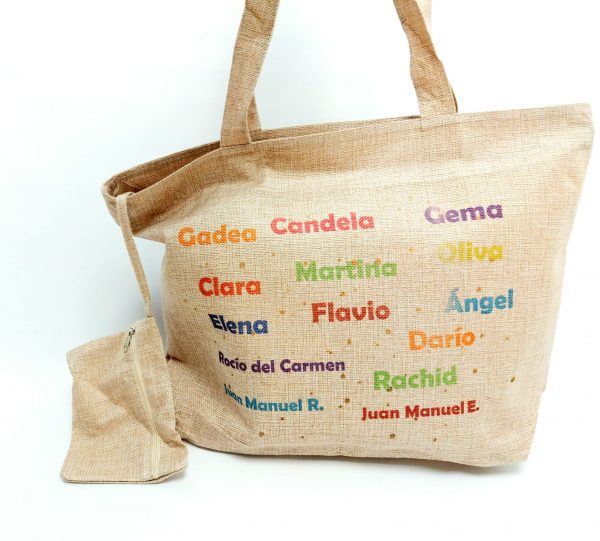 Bolso lino con neceser. Gracias por enseñarnos con e corazón - Imagen 2