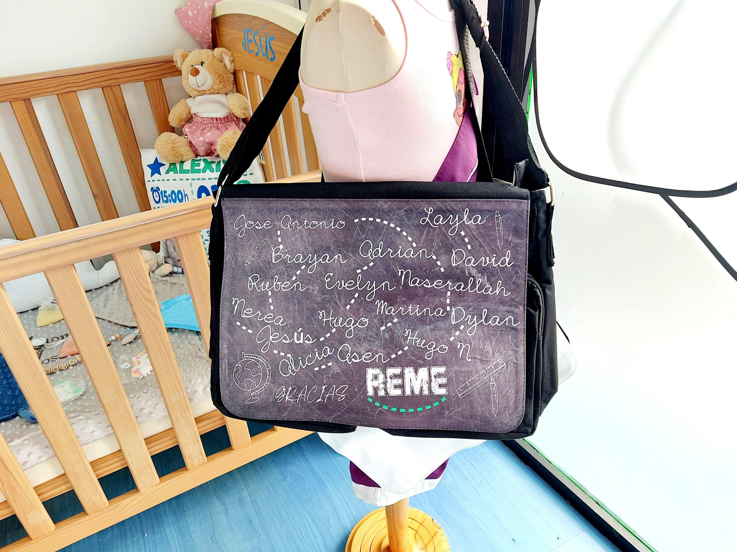 Bolso pizarra nombres