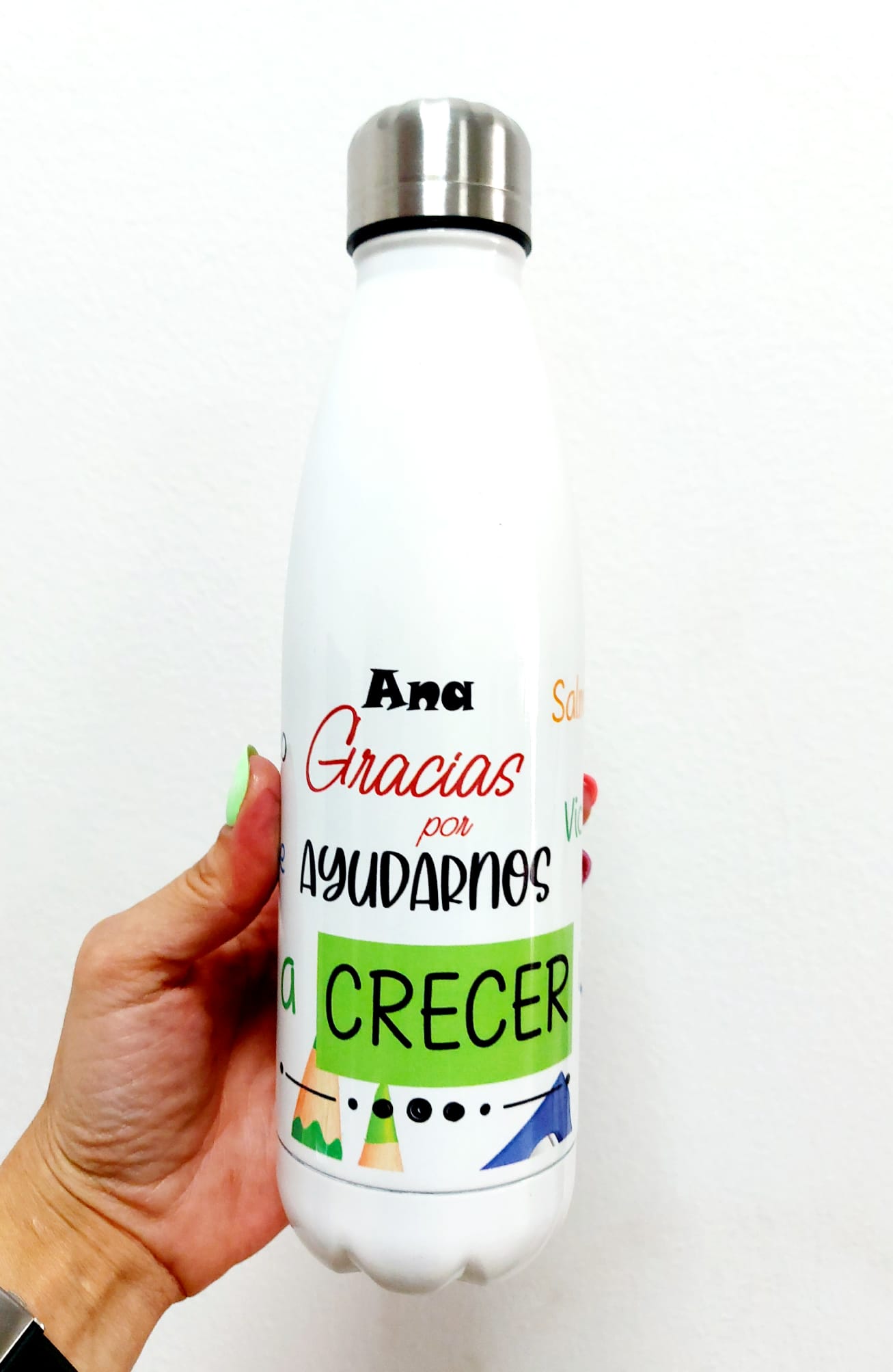 Botella gracias por enseñarnos a crecer