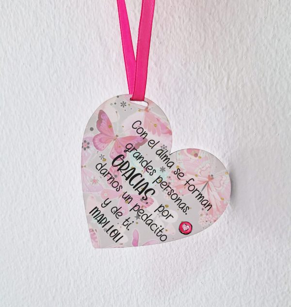Colgante corazón madera mejor profe - Imagen 2