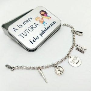 Pulsera abalorios + chapa grabada
