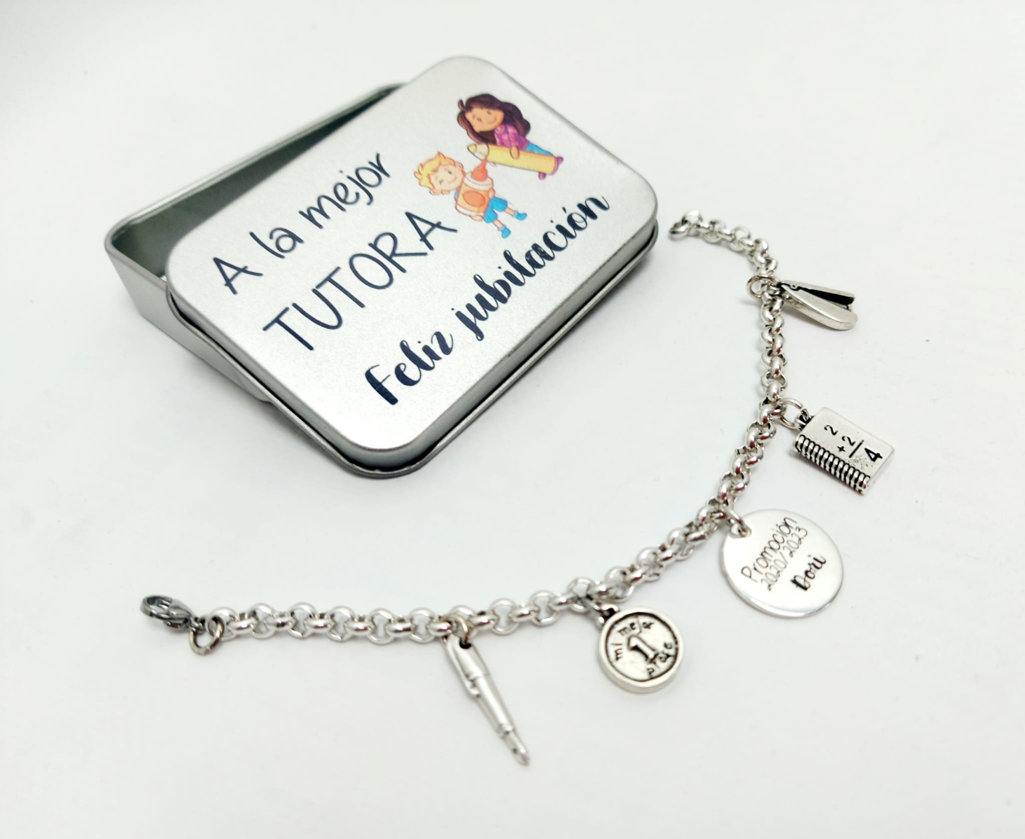 Pulsera abalorios + chapa grabada