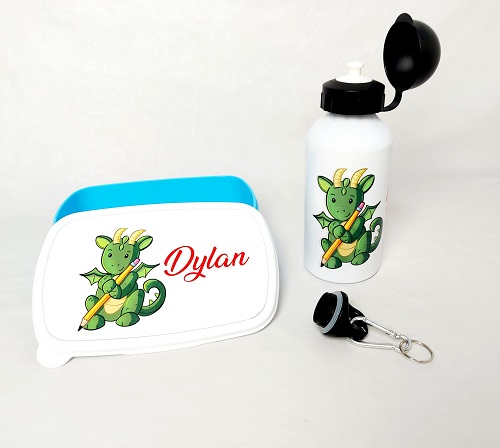 fiambrera y botella dino