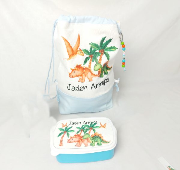 Mochila + fiambrera Dinosaurios libres