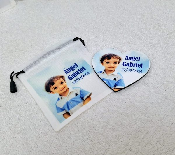 Imán corazón Madera bautizo. - Imagen 4