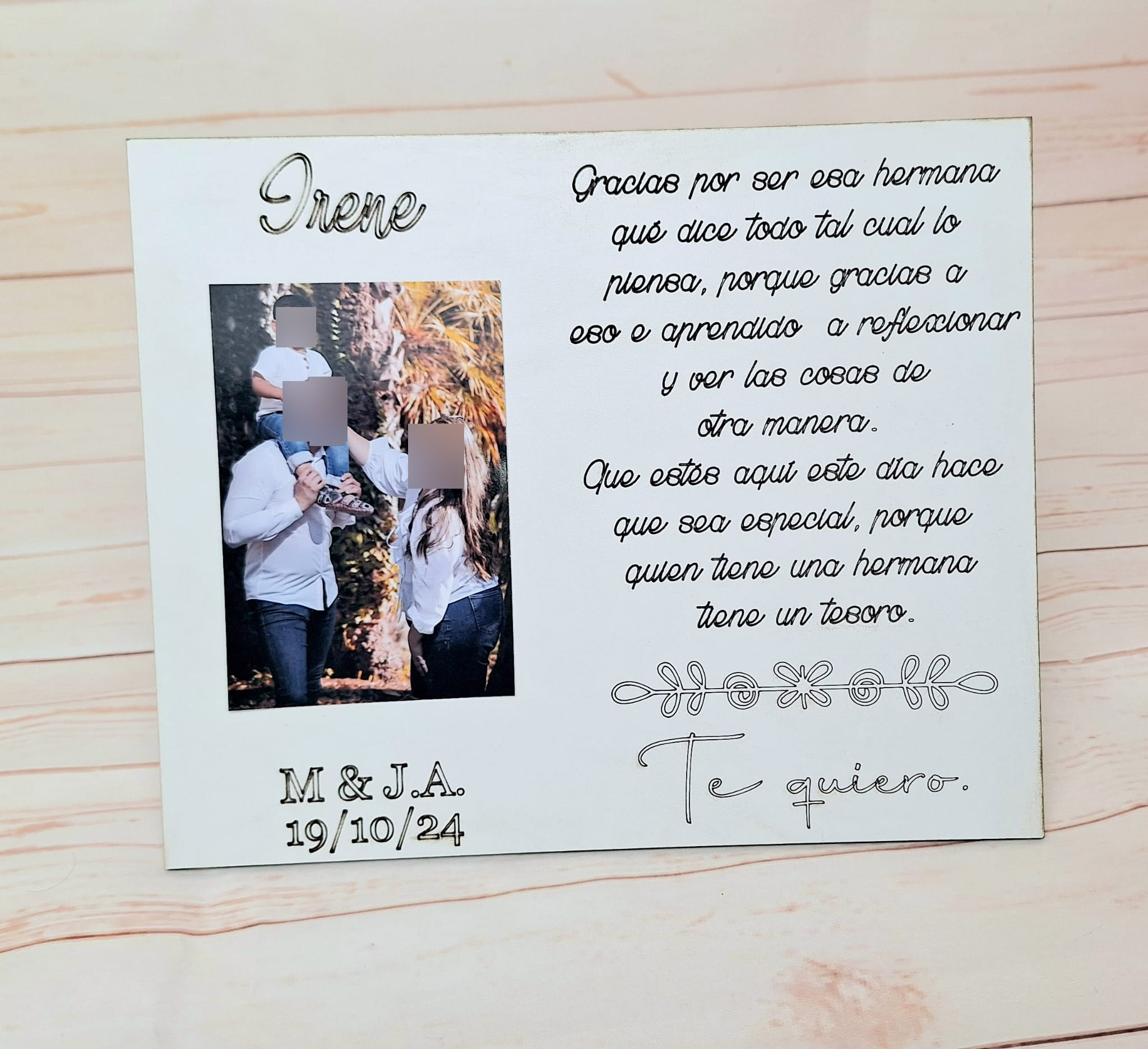 Portafotos madera grabado a láser +foto