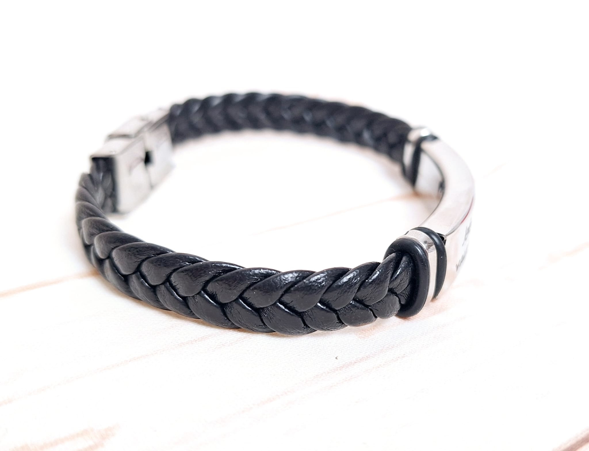 pulsera hombre cuero trenzado - Imagen 2