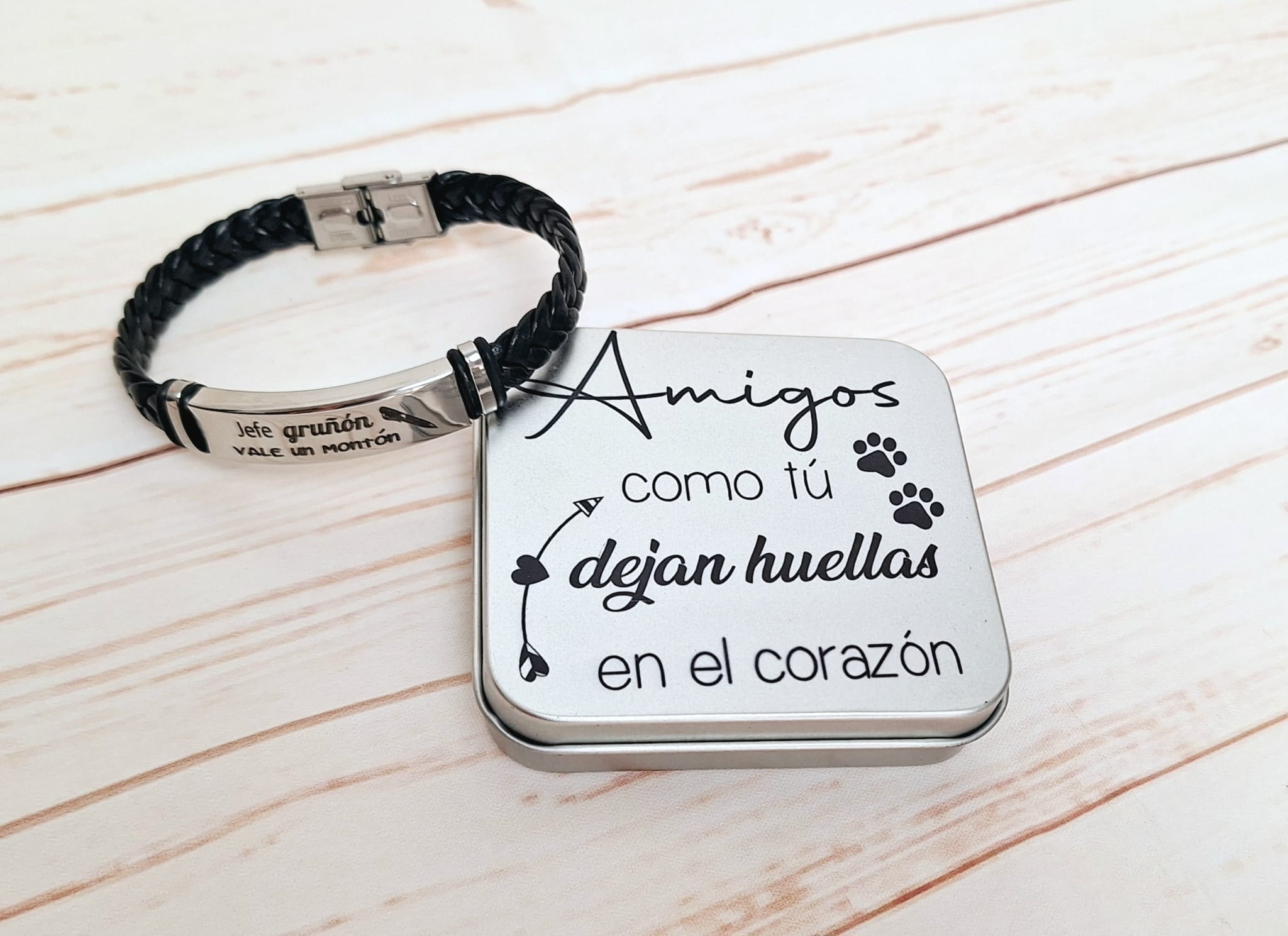 pulsera hombre cuero trenzado - Imagen 3