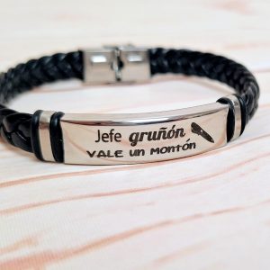pulsera hombre cuero trenzado