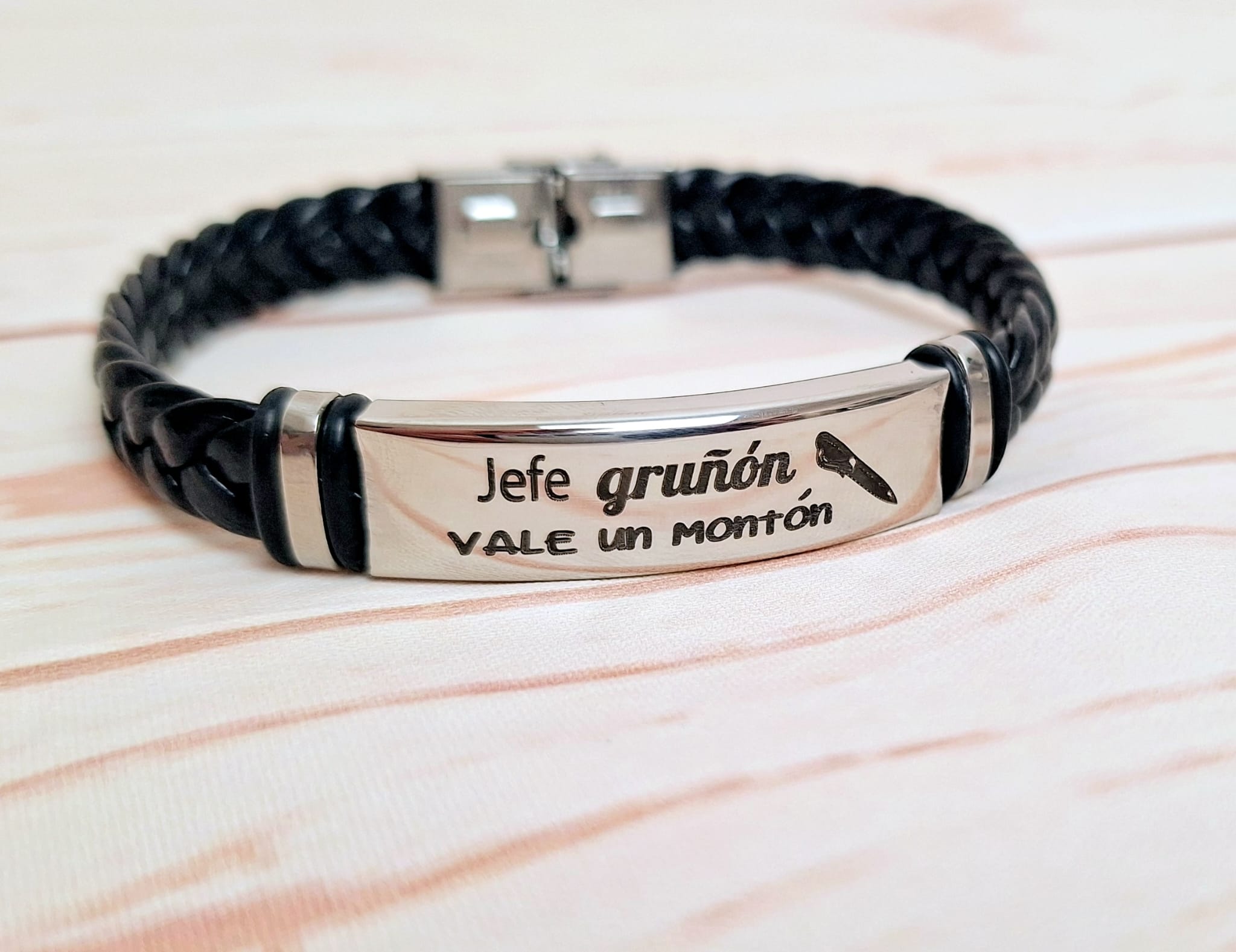 pulsera hombre cuero trenzado
