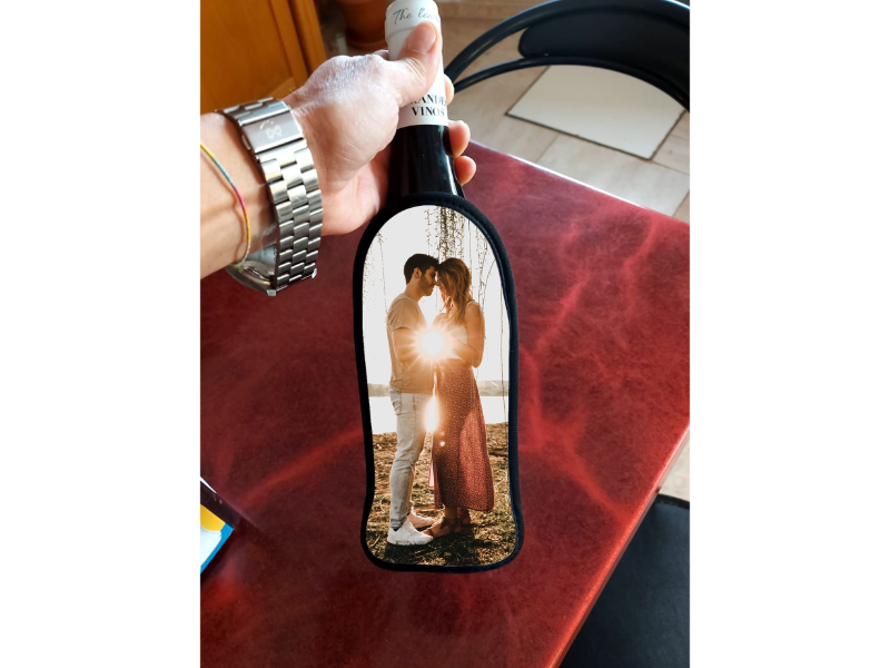 funda botella vino pareja