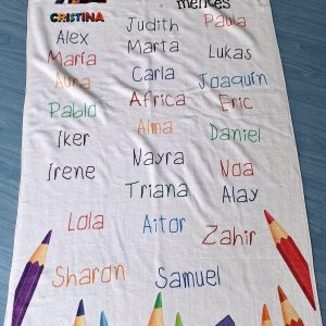 Toalla lapiz colores nombre alumnos