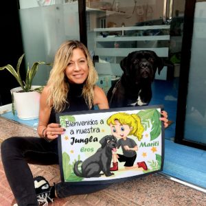 felpudo mascota y dueña