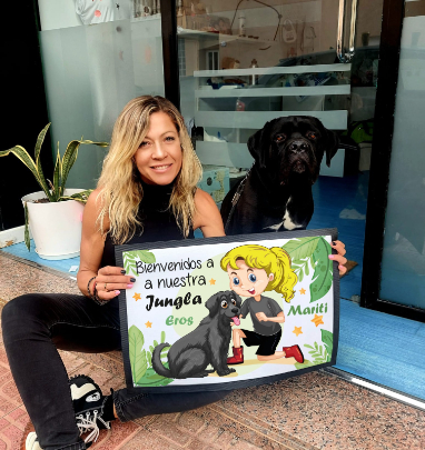 felpudo mascota y dueña