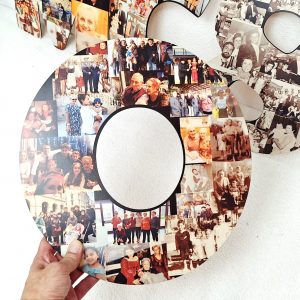 Números en madera con fotos