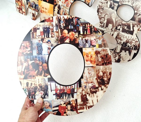Números en madera con fotos