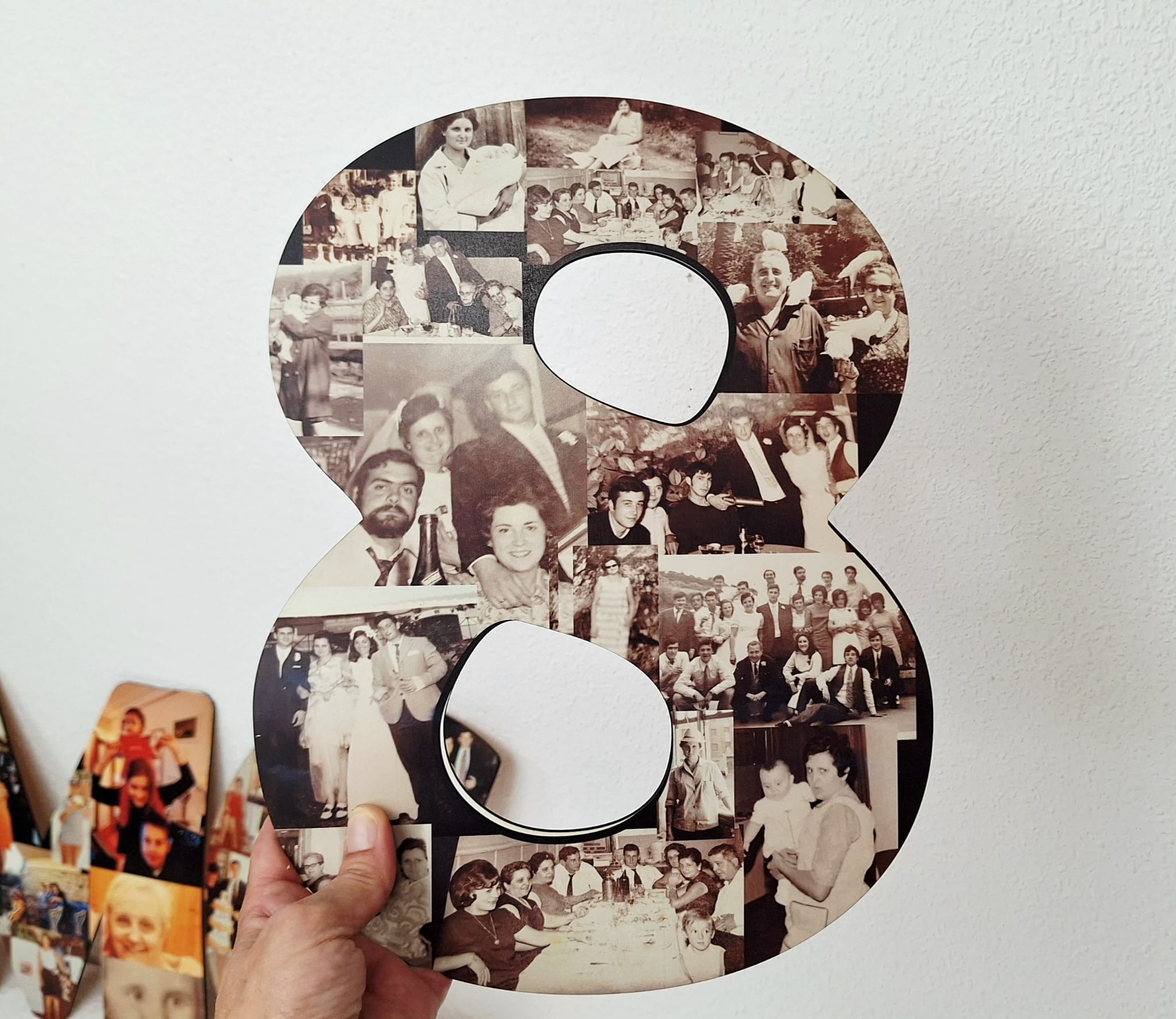 numero madera con fotos