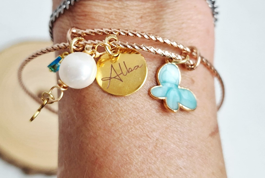 pulsera oro rosa rayada