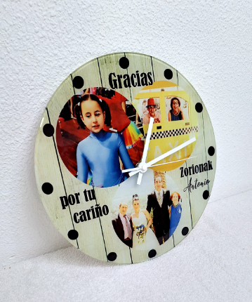 reloj pared personalizado cristal
