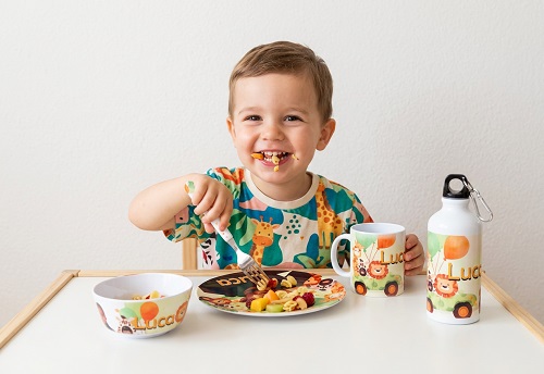 vajillas para niños diseño safari